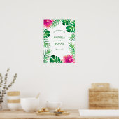 Poster Hibiscus rose et Mariage Feuille tropical (Cuisine)