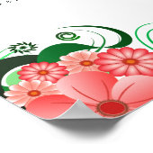 Poster Hibiscus rose Mariage 11 Tables Cartes de siège (Coin)