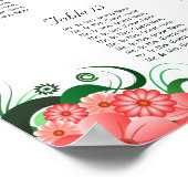 Poster Hibiscus rose Mariage 14 Tables Cartes de sièges (Coin)