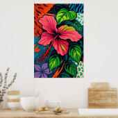 Poster Hibiscus rose tropical (Cuisine)