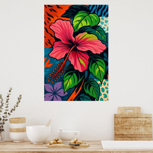 Poster Hibiscus rose tropical (Cuisine)