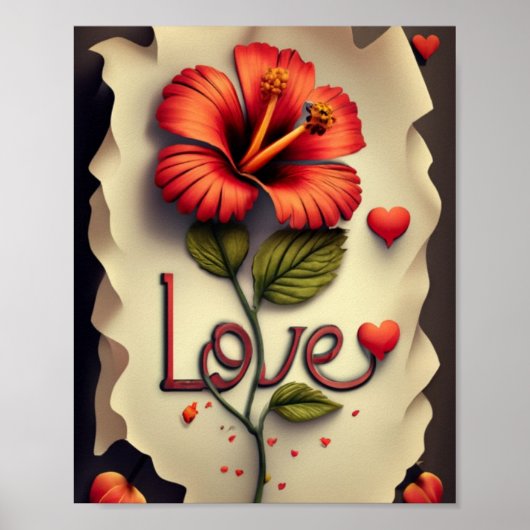 Poster Hibiscus rouge (Devant)