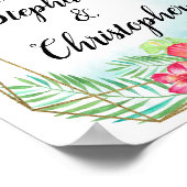 Poster Hibiscus tropical Aquarelle Plage Mariage Bienvenu (Coin)