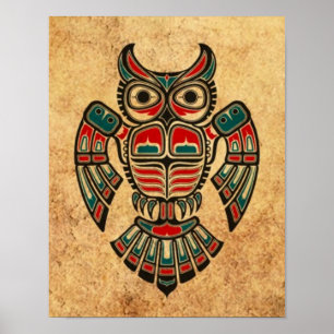 Poster Hibou âgé et porté d'esprit de Haida