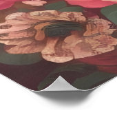 Poster Hibou aux grands yeux devant des fleurs #3 (Coin)