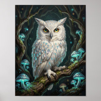 Poster Hibou cristallin ancien dans une grotte magique
