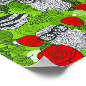 Poster Hibou dans les roses rouges (Coin)