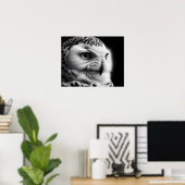 Poster Hibou des neiges monochrome (Bureau à domicile)