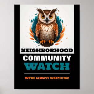Poster Hibou Design, alerte de la communauté de voisinage