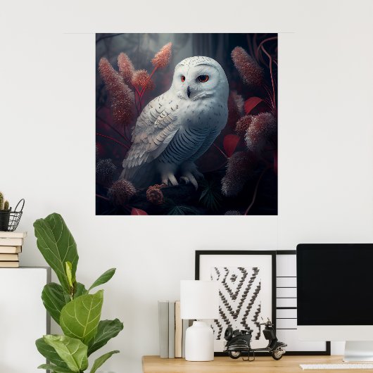 Poster hibou enneigé (Bureau à domicile)