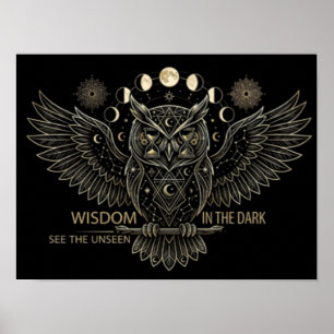 Poster Hibou Géométrique de Nuit