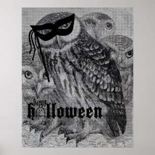 Poster Hibou heureux de cru de Halloween
