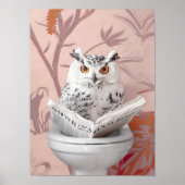 Poster Hibou lisant sur les toilettes Impression, Impre (Devant)