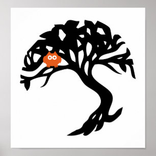 Poster Hibou orange