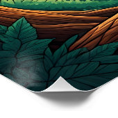 Poster Hibou perché sur une bûche d'arbre dans une forêt (Coin)