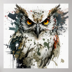 Poster Hibou Portrait animal Peinture de la faune Forêt f