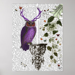Poster Hibou pourpre avec des andouillers