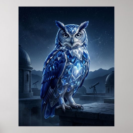 Poster Hibou Saphir Nuit Céleste (Devant)