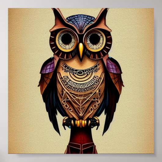 Poster Hibou steampunk (Devant)