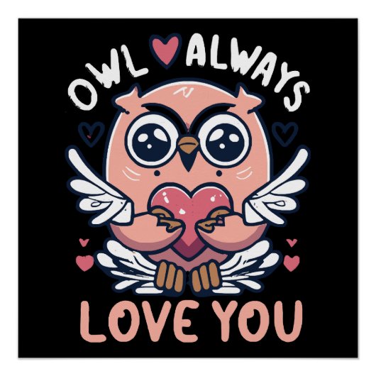 Poster Hibou t'aime toujours - Saint Valentin (Devant)
