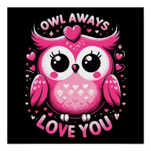 Poster Hibou t'aime toujours - Saint-Valentin (Devant)