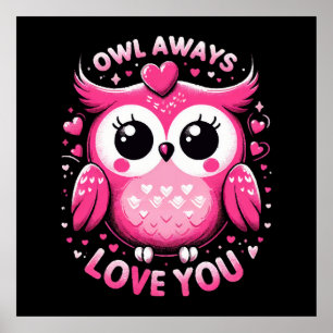 Poster Hibou t'aime toujours - Saint-Valentin