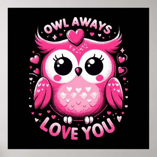 Poster Hibou t'aime toujours - Saint-Valentin (Devant)