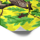 Poster Hiboux dans la forêt sur fond jaune citron (Coin)