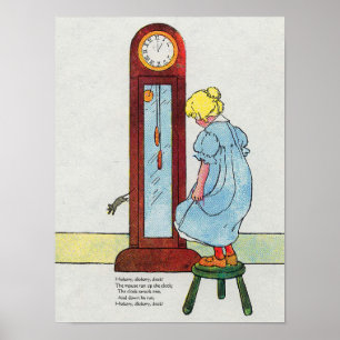 Poster Hickory, Dickory, Dock Mother Goose Nursery Rhyme