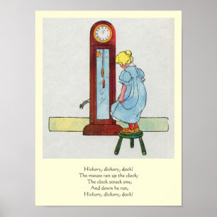 Poster Hickory, Dickory, Dock Mother Goose Nursery Rhyme