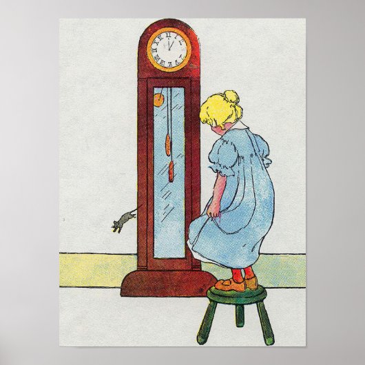 Poster Hickory, Dickory, Dock Mother Goose Nursery Rhyme (Devant)