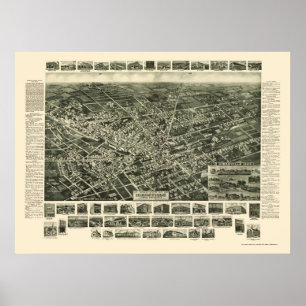 Poster Hicksville, carte panoramique de NY - 1925