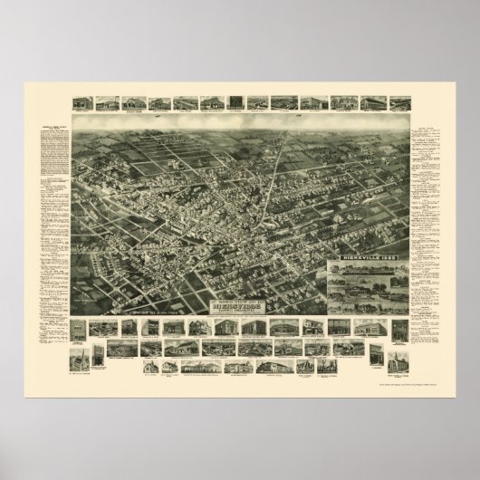 Poster Hicksville, NY Carte panoramique - 1925 (Devant)
