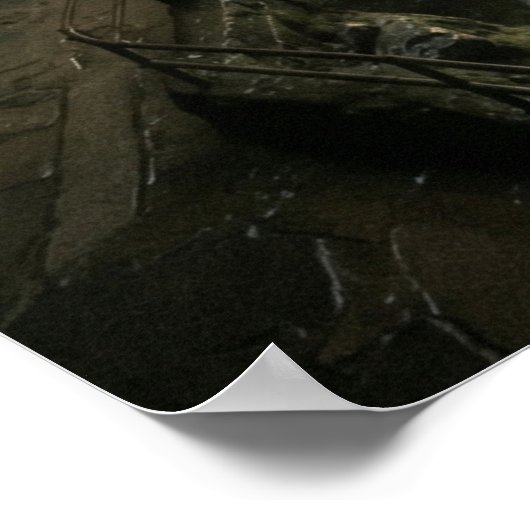 Poster Hidden Cave Waterfall Sunlight Rays (Coin)