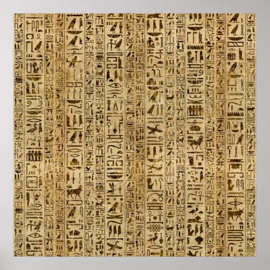 Poster Hiéroglyphes égyptiens sur papyrus (Devant)