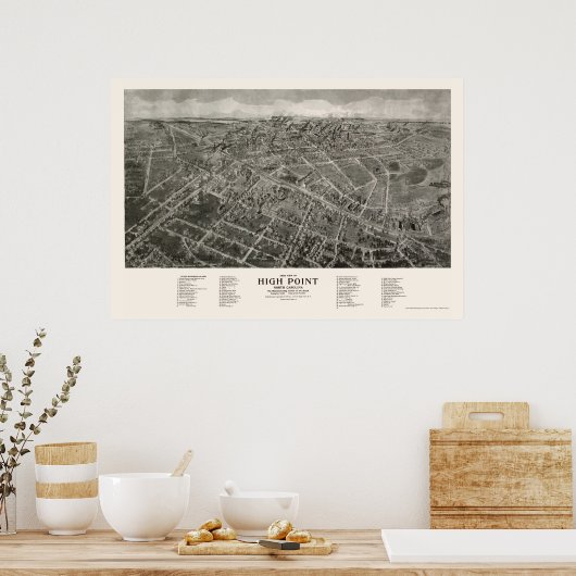 Poster High Point, NC Panoramic Map - 1913 (Cuisine)