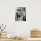 Poster Highland Cow assis sur les toilettes Lecture Salle (Cuisine)