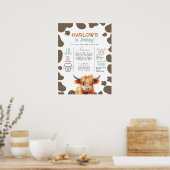 Poster Highland Cow Mon premier rodéo Jalon Anniversaire (Cuisine)