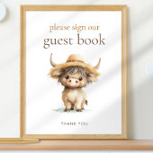 Poster Highland Cow Please Sign Guest Book Baby shower