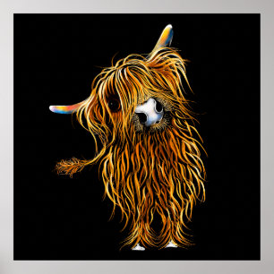 Poster HiGHLaND CoW PRiNT "CoooWeee" BY SHiRLeY MacARTHuR