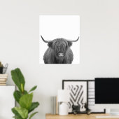 Poster Highland Cow Scotland Russe Noir Blanc (Bureau à domicile)