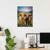 Poster Highland Cows et Rainbow Nursery Art (Bureau à domicile)