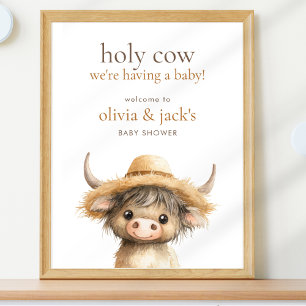 Poster Highland Holy Cow Bienvenue au Baby shower
