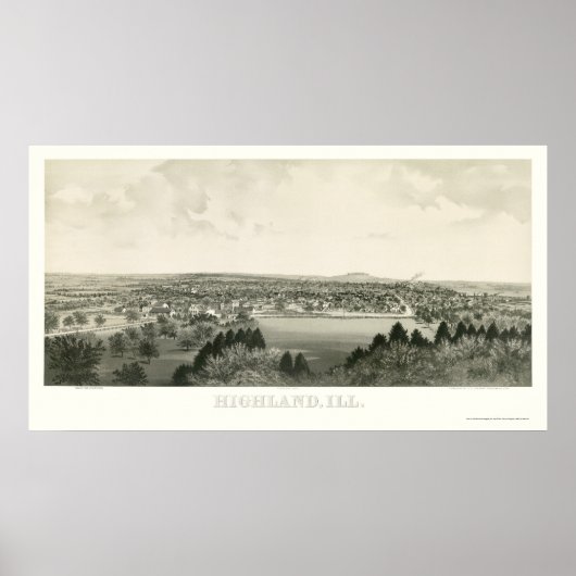 Poster Highland, IL Carte panoramique - 1894 (Devant)