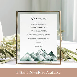 Poster Highland Panneau du menu Mariage de montagne