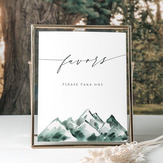 Poster Highland | Watercolor Mountain Favors Sign