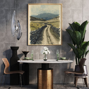 Poster Highlands Brumeux – Campagne Écossaise Vintage