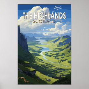Poster Highlands écossais Écosse Voyage Art Vintage