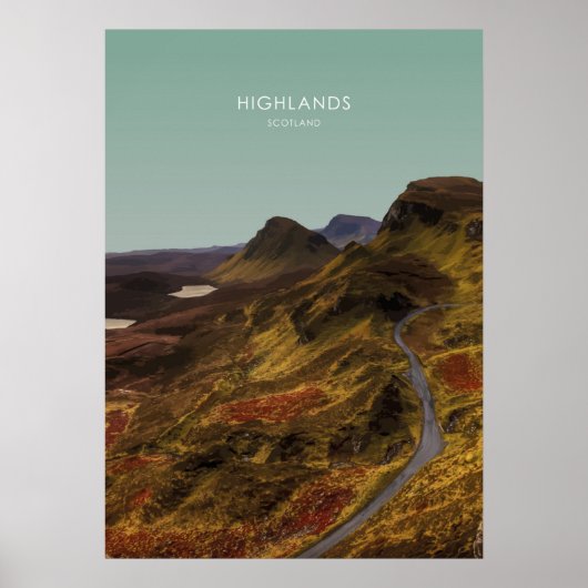 Poster Highlands, Écosse Illustration de voyage (Devant)