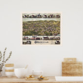 Poster Highlandville, MA Carte panoramique - 1887 (Cuisine)